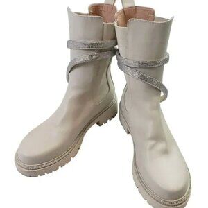 Unbranded Vegan Leather Crystal Embellished Chelsea Snake Boots Size 39/8.5 US